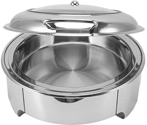 Chafing Dish Buffet-Set, Edelstahl Chafing Dish Rundes Chafer-Buffet mit Rolldeckel Hält Speisen Warm, Spülmaschinenfest, Catering-Wärmer-Set mit Wasserpfanne für Party, Hochzeit
