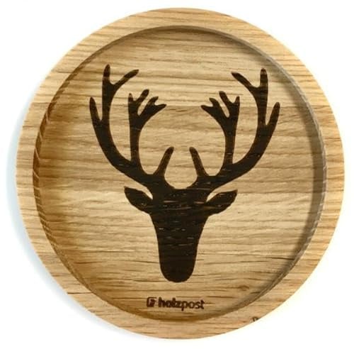 Holzuntersetzer | Hirschkopf Hirsch | Untersetzer Unterlage Holz Holzpost | 11,5 cm