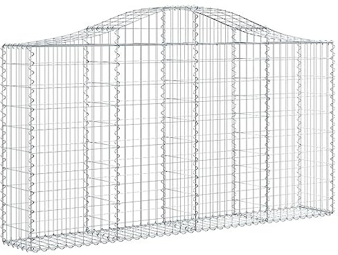 vidaXL Gabione mit Hochbogen 3 STK., Steinkorb Drahtkorb Dekorativ, Gabionenkörbe Verstärkte Gabionenhaken, Gabionenwand Gabionen Zaun Garten, Verzinktes Eisen