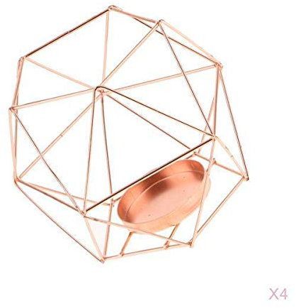 misppro Lot de 4 bougeoirs géométriques marocains pour bougies chauffe-plat - Or rose