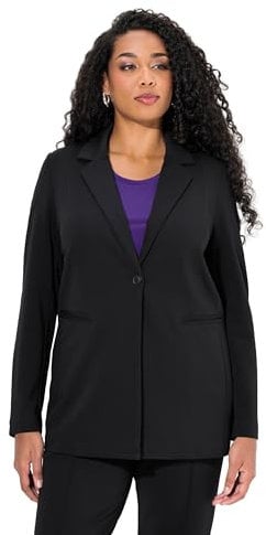 Ulla Popken Damen Jersey-Blazer Blazer, Schwarz, 42-44 Große Größen EU
