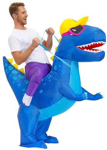 LUVSHINE Dino Kostüm für Erwachsene, Hübsches T-REX Kostüm mit Sonnenbrille, Aufblasbares Kostüm für Geburtstag, Halloween, Weihnachten, Karneval