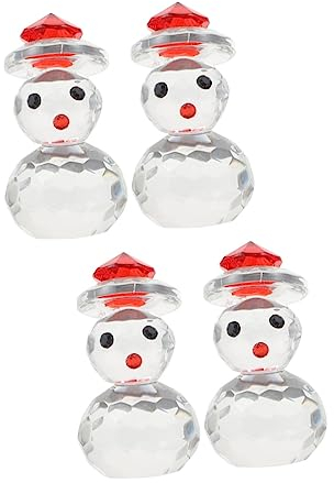 Amosfun 4 Stück Schneemann Aus Kristall Kunsthandwerk Aus Glas Schneemann-Figur Klare Schneemannfigur Schneemann-skulptur Kristall-schneemann-Statue Wohnkultur Kristall Engel Esstisch Büro