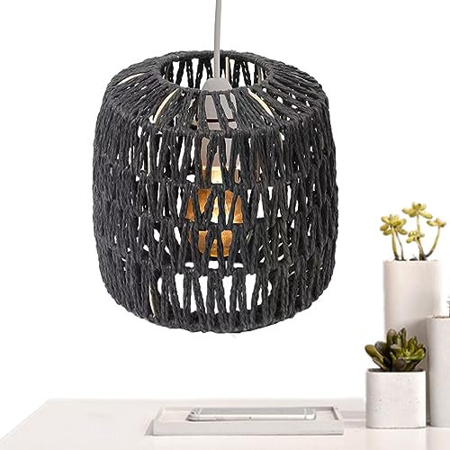 Pratvider Abat-Plafond en rotin avec Panier bohème en Cortissée pour Lampe Table, Applique Murale, lampadaire, Lustre pour Salon, Chambre à Coucher, décoration Magasin