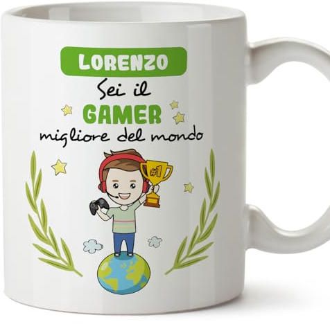 Mugffins Tazza Personalizzata in ceramica per GAMER uomo 11 oz / 350 ml - In italiano - Sei migliore del mondo - Idea regalo per compleanno, anniversario, natale, laurea