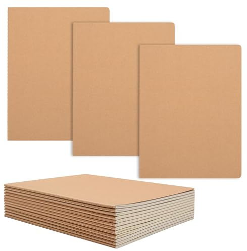 YOOMONA 15er Pack B5 Kraftpapier Notizbücher, 19,3 x 25,4 cm, 60 leere Seiten (30 Blatt) - Collegeblock für Schule, Studium, Büro, Reise, Tagebuch, Skizzen & Notizen