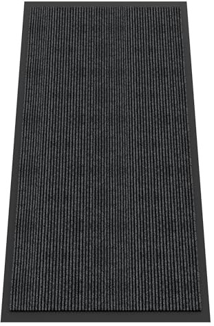 HOMEK Indoor Outdoor Door Mat, 6' x 3' Doormat for Entryway, Grey