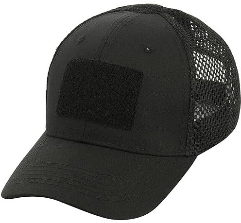 M-Tac Herren Flex Baseball Cap mit Klettverschluss – Atmungsaktive Rip-Stop Mütze mit Mesh, verstellbar, Taktische Kappe mit Patch Panel, ideal für Sommer, Outdoor, Militär, Sport, Black, 58