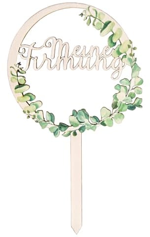Cake Topper Heilige Firmung: Tortendeko aus Holz, Caketopper Eukalyptus, Tortenstecker Firmtorte, Kuchendeko für Junge & Mädchen, Tortentopper, Kuchedekor, 20 x 12 cm