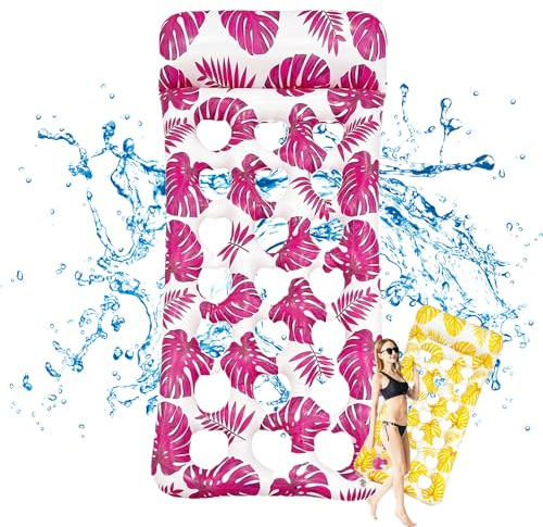 Atsmoce®2024 Neue Aufblasbare Wasserhängematte, Luftmatratze Pool, Pool Hängematte, Zusammenklappbar Aufblasbares Schwimmbett mit manueller Luftpumpe für Strandparty, Sommerkarneval (Red)