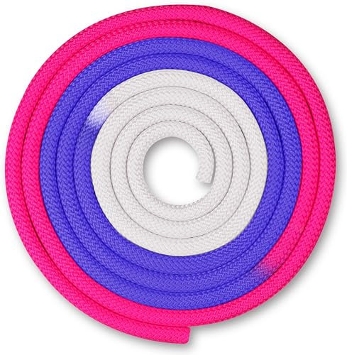DRUNA Seil für Rhythmische Sportgymnastik Indigo 165 gr. Mehrfarbig 3 m. (Weiß-Lila-Alpenveilchen)
