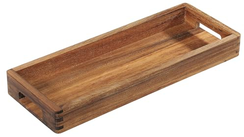 Zassenhaus Bandeja para Servir de Acacia Con Asas - Alargada, Decoración para Platos, Madera Dura Cultivada de Forma Sostenible, 40 × 15 × 4,5 cm