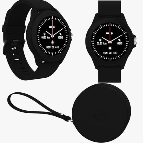 FOREVER Colorum CW-300 Smartwatch Redondo Negro - Reloj Contador de Pasos y Calorias con pulsómetro a Monitor de sueño - Larga duración de batería - Reloj Inteligente Mujer Hombre para Android/iOS