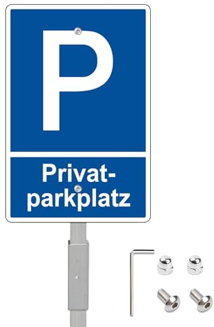 Felexdo Panneau de parking privé en aluminium, 30 x 20 cm, avec poteaux, pour parking privé, interdiction de stationnement, résistant aux UV, imperméable, facile à installer