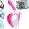 Khroom Schnorchelmaske Kinder ab 3 Jahre | TÜV geprüft & CO2 sicher | Vollgesichtsmaske / Tauchmaske Kinder ganzes Gesicht | Tauchermaske mit Tragetasche (Einhorn Pink)