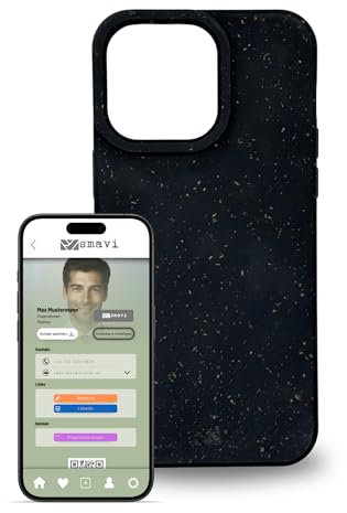 smaviCase - Handyhülle mit NFC-Visitenkarte für Dein iPhone 15 Pro Max in Schwarz - Nachhaltiges Case, Digitale Visitenkarte, NFC-Karte