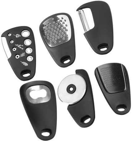 COLLBATH Küchenzerkleinerer aus Edelstahl Multifunktionales Küchengerät Satz mit Käsereibe Schäler und Flaschenöffner Schwarz zum Schälen und Zerkleinern von Gemüse und Obst für Outdoor