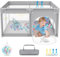 NAIZY Laufstall Baby XXL Laufgitter 200x180cm inkl. Trainingsarmband & Ozeanbällen mit atmungsaktivem Netz und Rutschfester Basis für Kinder im Innen- und Außenbereich, Astronauten-Muster Grau