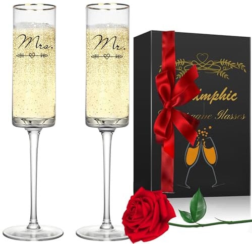 Champagne Flutes Crystal Champagne Glasses, 210ml /7.1oz Elegant Champagne Wine Glasses ,Prosecco Glasses, Clear Sparkling Champagne Glasses Set, for Anniversary, Party, Wedding Gift, Dishwasher Safe