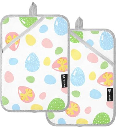 Grandi presine pasquali motivo carino colorato uova presine per cucina con tasche tappetino da forno confezione da 2 cuscinetti caldi per forno per cucina resistenti al calore