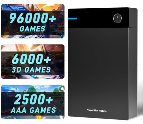 Kinhank Disco rigido da 12 TB da gaming retrò con oltre 96000 giochi classici, compatibile con oltre 400 emulatori, 6000+giochi 3D, disco rigido portatile compatibile con Win 7/8/10/11