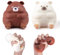 Anboor 2 Stück Bär Squishies Spielzeug, Dehnbarer Bär Stressball, Sensorisches Simulations-Bär-Tier-Fidget-Spielzeug für Kinder und Erwachsene (Weiß & Braun)