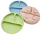 Bojiwavawd Silicone Baby Self Feeding Suction Plates for Toddlers Weaning, 3 Pack Non Slip Divided Feeding Plates Unbreakable Divided Dishes for High Chair Tray (Blue Olive Pink)