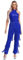 Jugaoge Damen Latein Body Neckholder Jumpsuit Overall Pailletten Top und Lange Hose mit Fransen Einteiler Tanzbekleidung für Cha Cha Samba Salsa Königsblau M