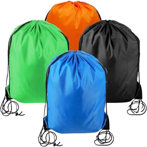 KOLZEMV 4 Pcs Bolsa Impermeable con Cordón, mochila cuerdas, bolsa impermeable, Bolso Cuerdas Infantil Para Ropa Zapatos Playa Natación Viaje Gimnasio, Bolsas de Almacenamiento Mochilas de Cuerdas