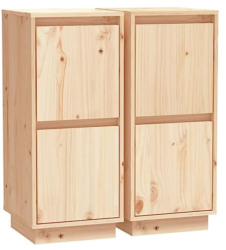 HETFTJN Tv Schrank Barschrank Vitrinenschrank Werkzeugschrank - Sideboards 2 STK. 31,5x34x75 cm Massivholz Kiefer für Wohnzimmer Schlafzimmer Flur Küche