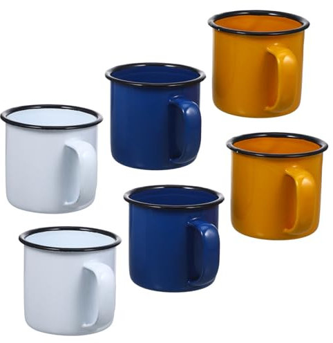 Zerodeko 6 Pezzi Retro Tazza Smaltata Tazze Da Caffè Per Adulti Tazza Da Caffè Smaltata Tazza Da Brocca Per Il Latte Tazze Da Campeggio Smaltate Tazza Da Latte Tazza Smaltata Vintage