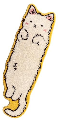 OADAA Cat Tufted Rug - 40X120cm, Cat Shaped Rug, Irregular Shaped Rugs, Washable Absorbent Non-Slip Fun Animal-shaped Cartoon Room Floor Mat, Soft Bedside Rugs for Bedroom, Cats Doormat, Style B