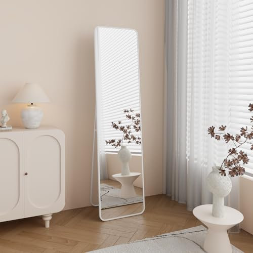 Dee.Romg Spiegel Groß 150x40 cm Standspiegel und Wandspiegel in einem, Ganzkörperspiegel für Wand und Boden, Moderner Mirror in Weiß Spiegel für Ankleidezimmer, Wohnzimmer, Flur und mehr