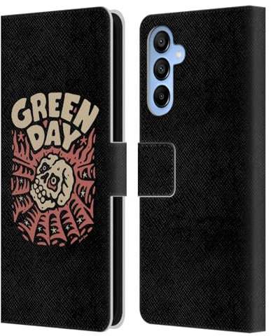 Head Case Designs Offizielle Green Day Skull Spider Graphics Leder-Wallet-Hülle Kompatibel mit Samsung Galaxy A16 5G