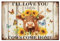 GLOBLELAND Metallblechschild Mit Highland Kuh 8x12Zoll Vintage Blumen/Schmetterlings Malerei Blechschilder Retro Sonnenblumen Wandposter Plakette Für Zuhause Bauernhof Räume Schlafzimmer Geschenk