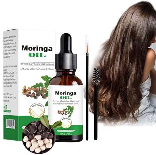 Moringa Öl Für Haarwachstum, 100% Natürlich Kaltgepresstes Moringa-Öl, Moringaöl Kaltgepresst für Gesicht, Haare, Feuchtigkeits, Massage, Natürlich, Reduziert Feine Linien & Anti-Aging (60ml, 1PC)