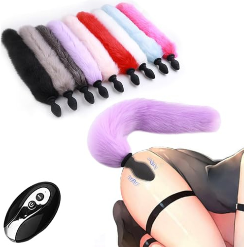 LYAMais Analvibrator Analplug Butt Plug Mit Fuchsschwanz Anal Vibrator Prostata Stimulation Analdilo Sex Spielzeug für die Männer Frauen Paare Rollenspiel SM-Sexspielzeug für Paare(Hellviolett)