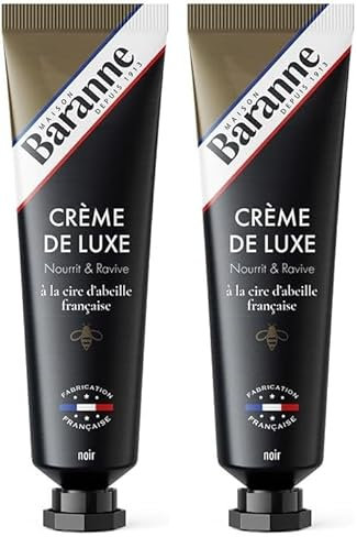 Baranne - Crème de Luxe NOIR - Cire d'Abeille Française - Entretien Chaussure Cuir - Ravive Les Couleurs, Nourrit et Assouplit - Soin en profondeur, Brillance Supérieure Longue Durée - Tube 100mL