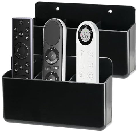 KBIBCK 2 Packs Remote Control Holder, 3 Slot Wall TV Remote Holder, Multi Remote Holder, Wall Pen Holder Storage, Self Adhesive Marker Holder for Makeup Brush, Pencil, Glasses and Media Accessory