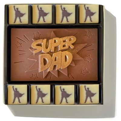 Choc on Choc Super Dad Belgian Milk Chocolate Gift Box, 110g, Handcrafted with Edible Gold for Father’s Day & Birthdays