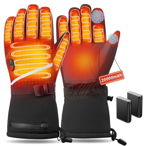 NEEMOSI Gants Chauffants pour Hommes et Femmes, Gants Chauffante Électriques avec 7.4V/20000mAh Rechargeable Batterie, Gant Chauds pour Hiver Moto Snowboard Randonnée Cyclisme Randonnée Course à Pied