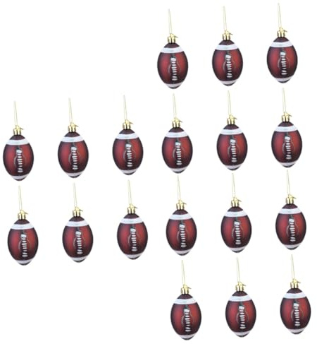 MAGICLULU 18 Stück Teiliges Weihnachtskugeln Rugby Ball Kunststoff Festliche Baumschmuck Hängeornamente für Weihnachtsbaum Party Wohnraumdekoration