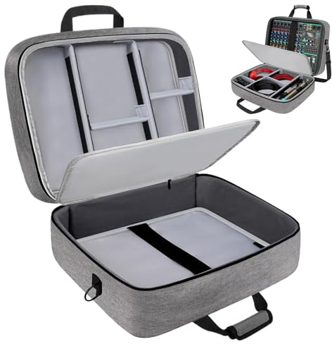 Rechory Audio Mixer Case - Protective DJ Mixer Bag with 10mm Padding,Scratch-Resistant Sound Instrument Accessories Storage with Detachable Shoulder Strap for Cables, Microphones, Cords, Podcast