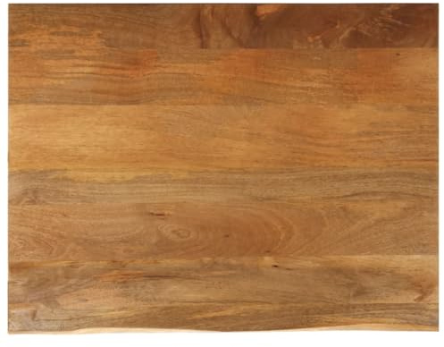 Zeehear Tischplatte mit Baumkante 100x80x2,5 cm Massivholz Mango, Eichen-Optik, langlebige Schreibtisch-Arbeitsplatte für Zuhause und Büro, einzigartige Naturkante