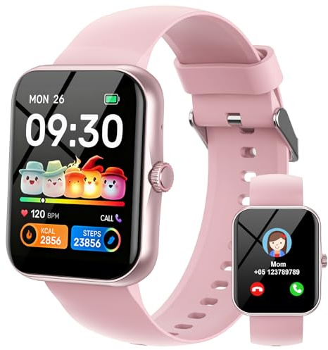 Reloj Inteligente Niño Pulsera Actividad, 1.83 HD Smartwatch para Niños Niña con 120 Modos Deportivo, IP68 Impermeable Podómetro Pulsómetro Monitor de Sueño, Smart Watch para 5 a 16 Años Regalo, Rosa
