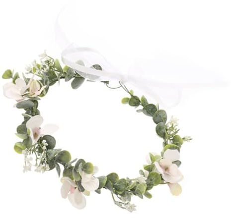 OSALADI Beflocktes Braut Stirnband mit Eukalyptus Blumenkranz und Zarten Dekor für Hochzeit und Festliche Anlässe