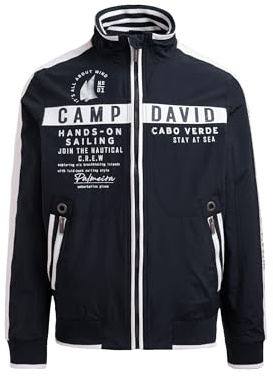 Camp David Herren Blouson mit Logo-Tapes und Artworks Blue Navy, Xxl