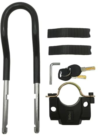 Candado Moto Disco Cerradura de Horquilla Delantera antirrobo de Seguridad para Motocicleta de aleación de Aluminio, Cerradura Fija con Amortiguador para Hombre Candado Cadena(6203 Black)