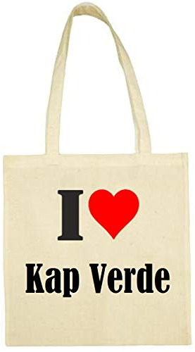Reifen-Markt Tasche I Love Kap Verde Größe 38x42 Farbe Natur Druck Schwarz