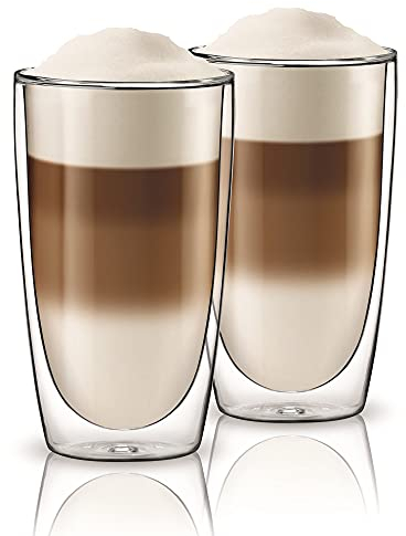 Aqualogis doppelwandig Thermo Isoliert Glas/Latte Macchiato 350 ml, Set von 2